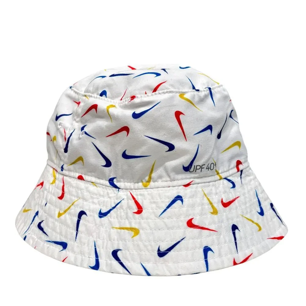 Nike Toddler Swoosh Logo Bucket Hat in White Multi Color